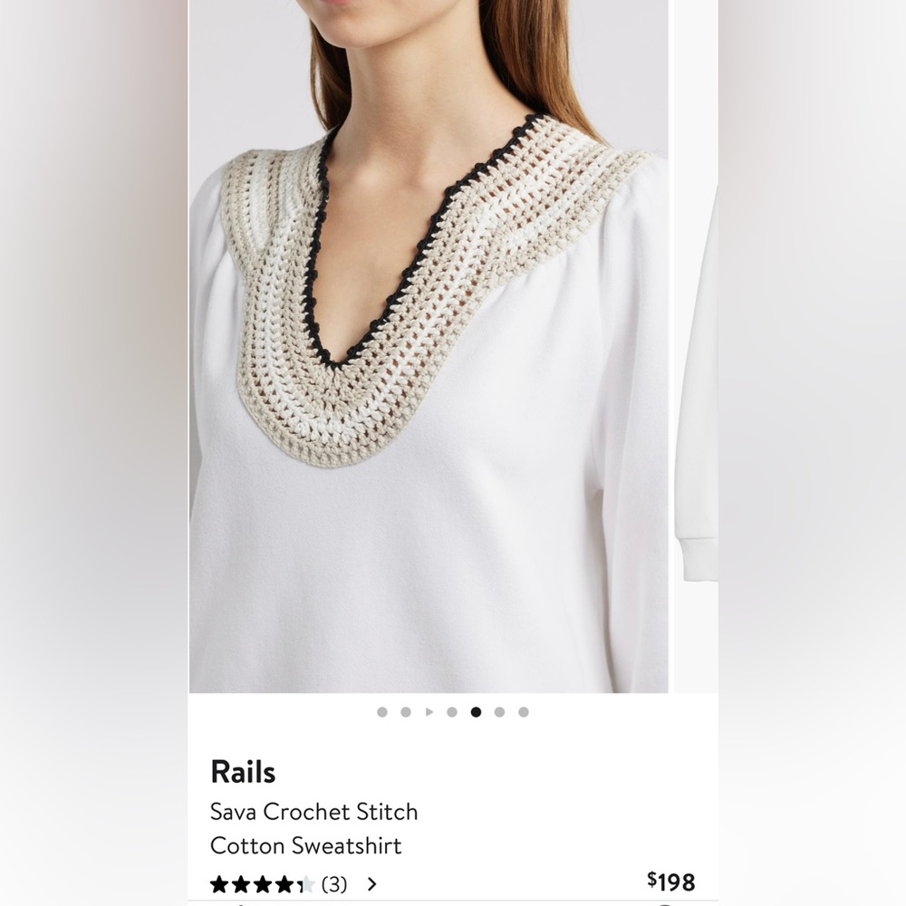 Rails White Cream V-Neck Sweater - Picture 2 of 11